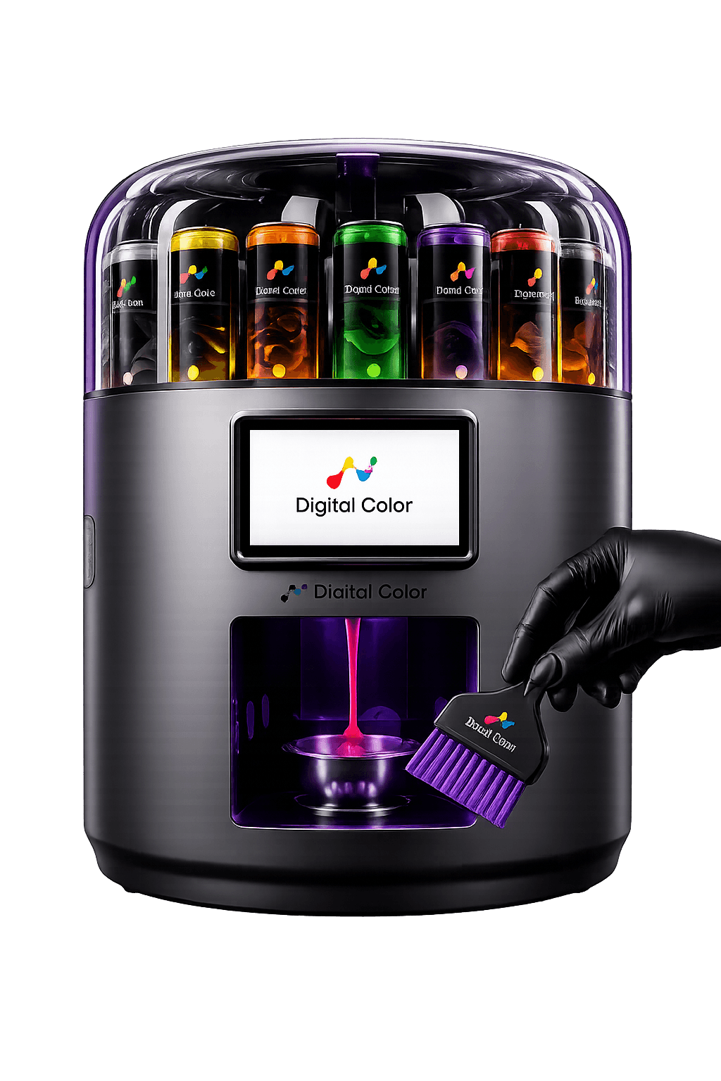 La máquina prepara el color